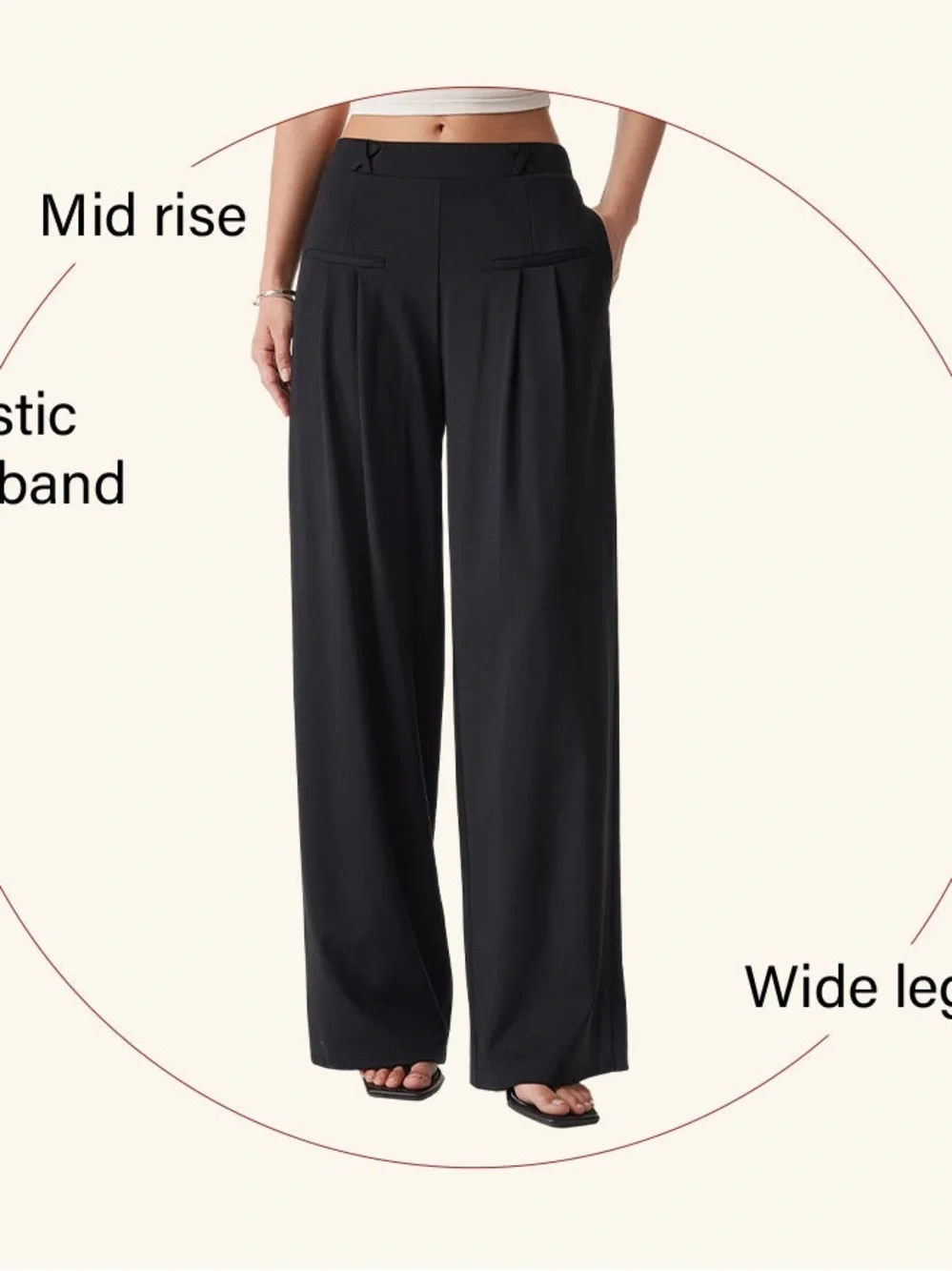 OGL Drapey Bamboo Ponte Mid Rise Wide Leg Trouser with Pockets Black NWT X Small - Picture 9 of 16